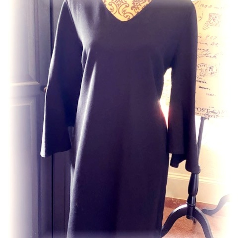 Chico's Sheath Dress Flare Sleeve Black NWT